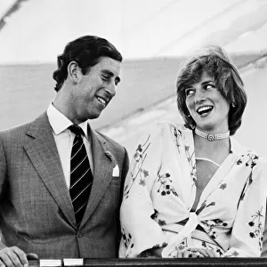 Prince Charles and Princess Diana on board the Royal yacht Britannia as they prepare to