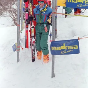 Prince Harry and Tara Palmer-Tomkinson pictured during a skiing holiday in Klosters with