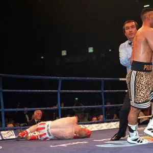 Prince Naseem Hamed walks away after leaving Billy Hardy in a heap after 93 seconds of