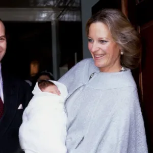 Prince and Princess Michael of Kent with baby son Lord Frederick Windsor, leaving St