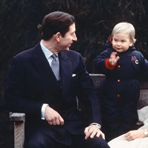 Prince William with Prince Charles and Princess Diana at Kensington Palace 14th