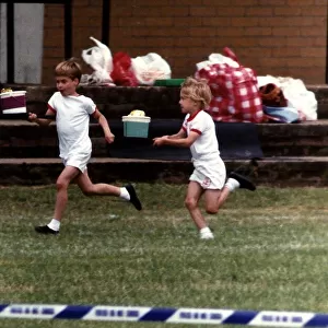 Prince William winning relay race in school sports day