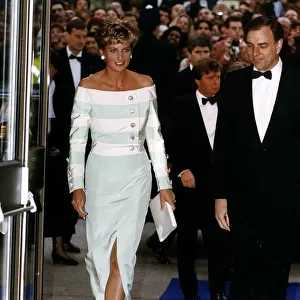 Princess Diana attends the movie premiere "An Accidental Hero"in London