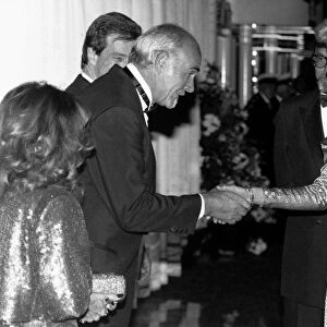 Princess Diana meets actor Sean Connery at the film premiere of his latest film The Hunt