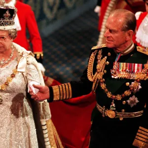 Queen Elizabeth II opening Parliament with Prince Philip - 1993