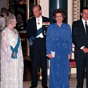 Queen Elizabeth II with President Moubarak, his wife, Prince Philip and the Queen Mother