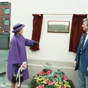 Queen Elizabeth II visits Huddersfield to open a rugby club. 30th November 1990