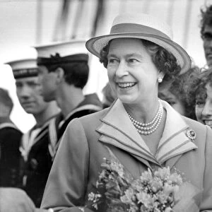Queen Elizabeth II visits the North-East meeting crew members of a sailing ship