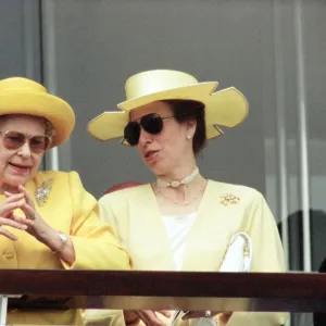 Queen Elizabeth and Princess Anne attend the Epsom Derby at Epsom Racecourse, Surrey