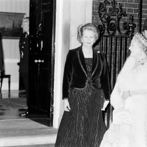 Queen Elizabeth The Queen Mother with Prime Minister Margaret Thatcher at 10 Downing