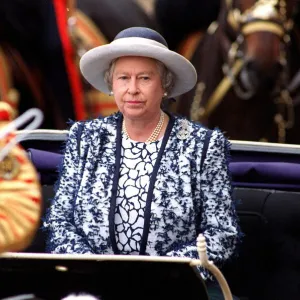 The Queen watching the Trooping of the Colour. 13th June 1998