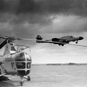 A RAF Gloster Meteor NF. 14 of No. 264 Squadron taking off from Baginton to start it