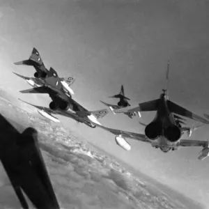 RAF McDonald Douglas Phantom fighter planes flying in formation January 1969