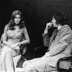 Raquel Welch and Michael Parkinson chat show host - November 1972 On his the BBC