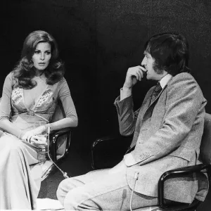 Raquel Welch and Michael Parkinson chat show host - November 1972 On his the BBC