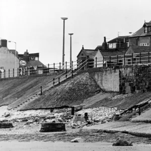 Redcar sea wall. 18th October 1983