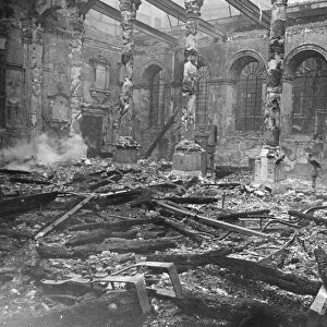 In remains of St Lawrence Church Jewry, central London, after it was ruined in The London