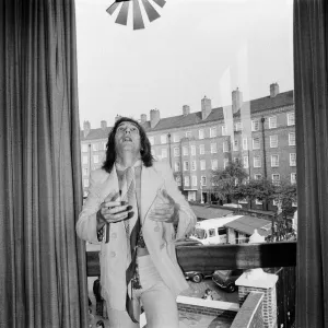 Rod Stewart holding his Best Singer Award at The Oval Pop Festival