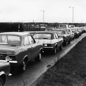 The scene at Northway approach to Switch Island, a major road junction near Aintree in