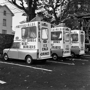 Scenes in Cheltenham, Gloucestershire. Hot Dog stands tour the town now