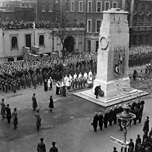 Service of remembrance at the cenotaph, Whitehall. The scene as H. R. H