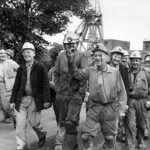 The last shift of miners prepare to go down Boldon Colliery bringing to a close 116 years