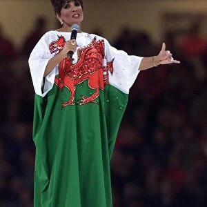 Shirley Bassey entertains the crowd at the opening ceremony of the Rugby World Cup in
