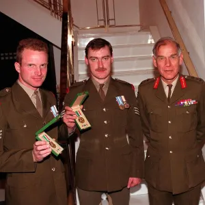 Sir Peter De La Billiere with Gulf War veterans including Major James Hewitt (far right)