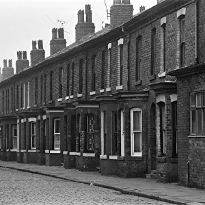 Slum housing in Salford, Greater Manchester. 30th January 1970