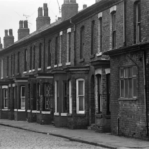 Slum housing in Salford, Greater Manchester. 30th January 1970