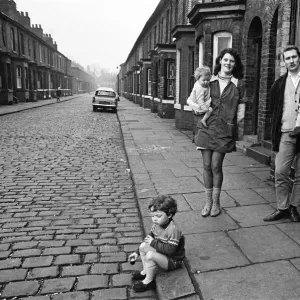 Slum housing in Salford, Greater Manchester. 30th January 1970