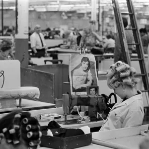 Staff at work at Burton the Tailors, Leeds. 13th December 1967