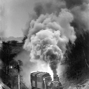 A steam locomotive belonging to the Tanfield Railway Company steams along the Museums