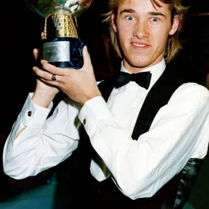 Stephen Hendry with trophy. 17th September 1992