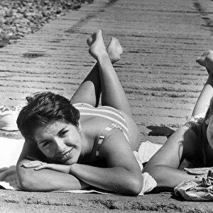 Sunbathers, Glamorgan, South Wales, 13th July 1990. Jane Worthington (left