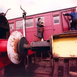 Tanfield Railway carriage foreman Mel Deighton working on the 50 year old LNER Ballast