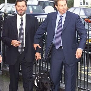 Tony Blair on a school visit with Educaiton Minister David Blunkett during the Labour
