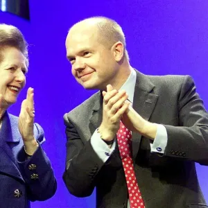 TORY CONFERENCE, MARGARET THATCHER AND WILLIAM HAGUE APPLAUD FRANCIS MAUDE - Wednesday