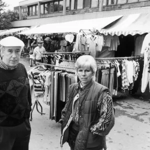 Two traders at the Greymare Lane Market, Openshaw, Manchester