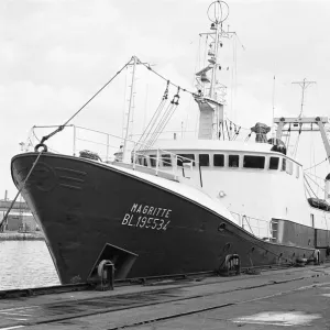 The trawler Magritte seen here tied up at St Andrews Dock with a Fisheries Protection