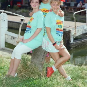 TV Presenters Timmy Mallett and Michaela Strachan with new TV-am weather girl Carol