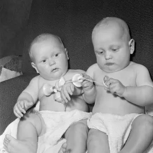 Twins Ian and Robert Kearns who both weighed eight pounds two ounces when they were born