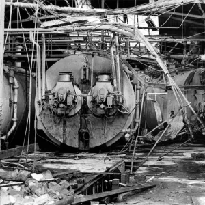 The Vaux Brewery in Sunderland - The wrecked boiler room after an explosion ripped