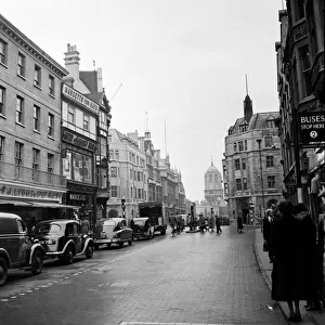 View along Cornmarket Street in Oxford. 12th October 1952
