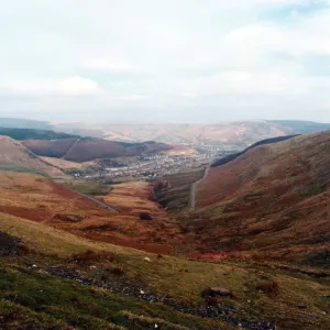 A view of Treorchy, Rhondda Cynon Taf, Rhondda Fawr Valley, Wales. February 1998