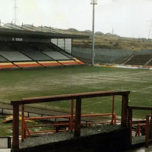 The water logged pitch at Firhill Stadium, home of Scottish club Partick Thistle