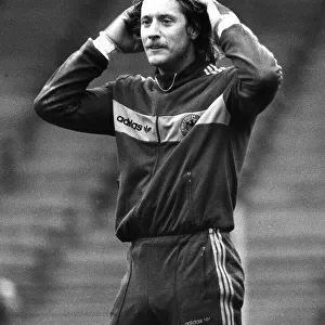West German golakeeper Harald Schumacher in training at Wembley Stadium before
