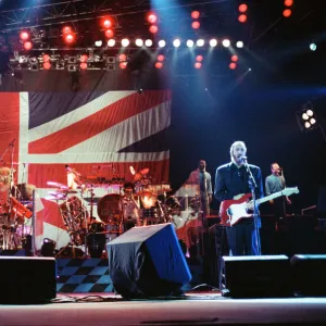 The Who rock group performing on stage in America during their reunion tour in