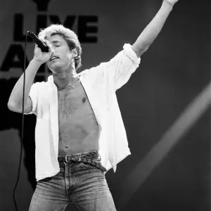 The Who rock group, performing at Wembley Stadium for Live Aid