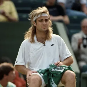 Photo de presse vintage Tennis, Wimbledon, Andre Agassi, 1992